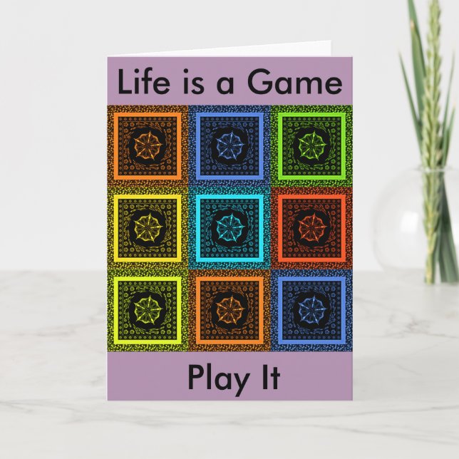 Charming Chequered Multicolored Pattern Art Design Card (Front)