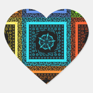 Charming Chequered Multicolored Pattern Art Design Heart Sticker