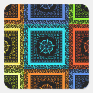 Charming Chequered Multicolored Pattern Art Design Square Sticker