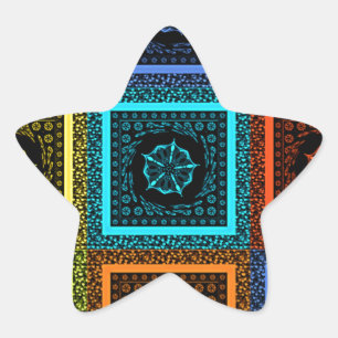 Charming Chequered Multicolored Pattern Art Design Star Sticker