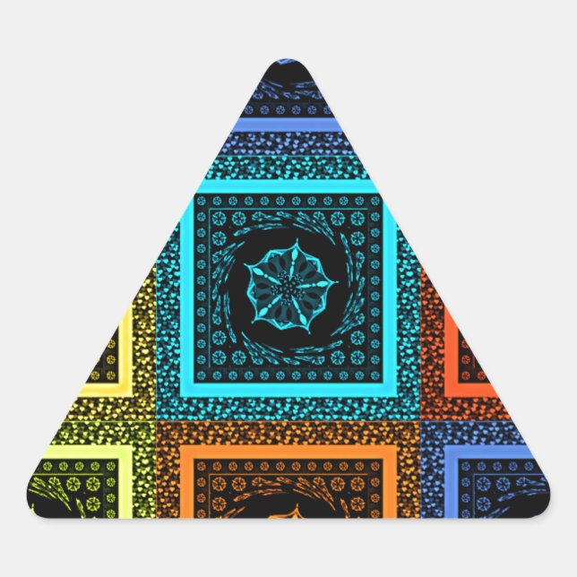 Charming Chequered Multicolored Pattern Art Design Triangle Sticker (Front)