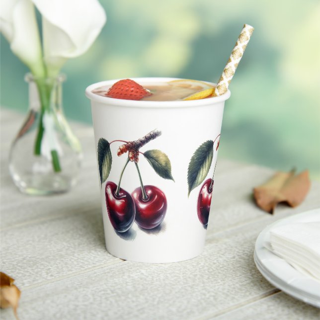 Charming Cherry Beverage Paper Cups (Insitu)