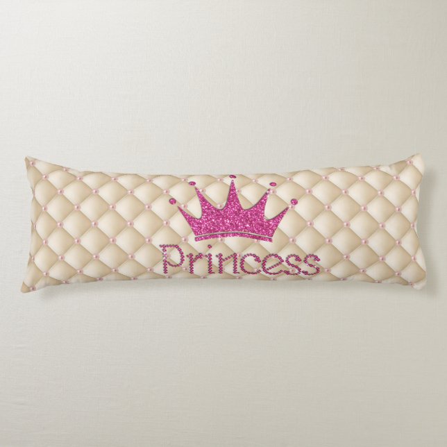 Charming Chic Pearls ,Tiara, Princess,Glittery Body Pillow (Front)