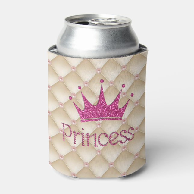 Charming Chic Pearls ,Tiara, Princess,Glittery Can Cooler (Can Front)