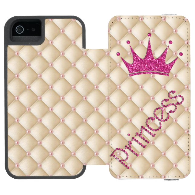Charming Chic Pearls ,Tiara, Princess,Glittery Incipio iPhone Wallet Case (Folio Open)