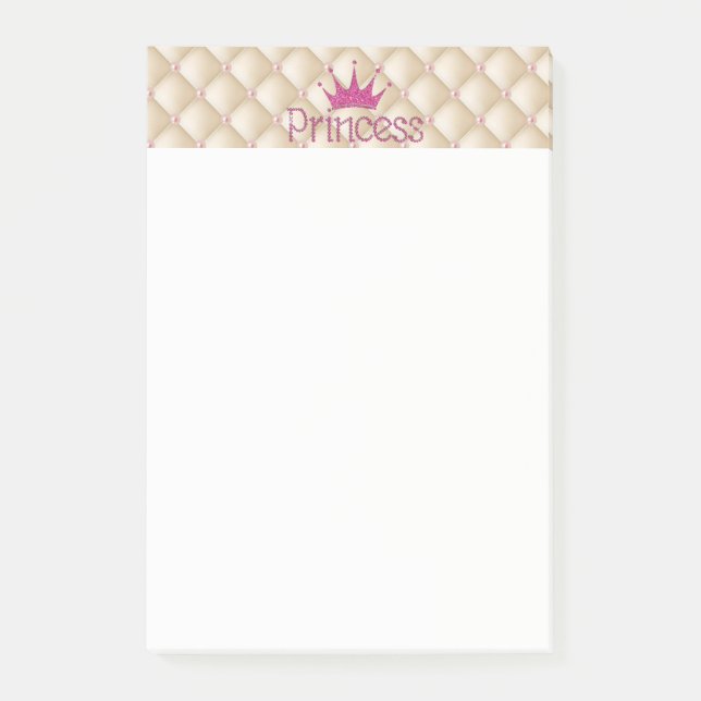 Charming Chic Pearls ,Tiara, Princess,Glittery Post-it Notes (Front)