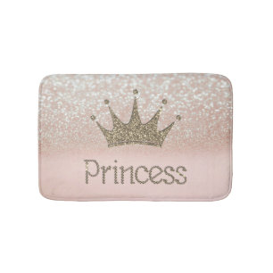 Charming Chic Tiara, Princess,Glitter Bokeh Bath Mat