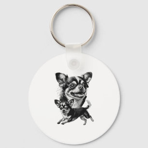 Charming Chihuahua Duo Black and White Pet Keychain