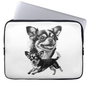 Charming Chihuahua Duo Black and White Pet Laptop Sleeve