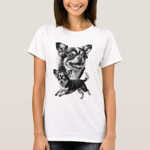 Charming Chihuahua Duo Black and White Pet T-Shirt
