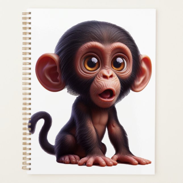 Charming Chimp Whimsy - Adorable Cartoon Primate Planner (Front)
