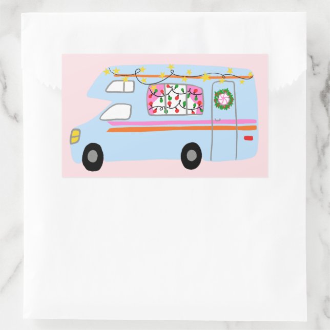 Charming Christmas Camper Vintage RV Xmas Sticker (Bag)