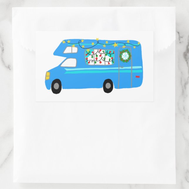 Charming Christmas Camper Vintage RV Xmas Sticker (Bag)
