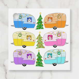 Charming Christmas Camper Vintage Trailer RV Xmas Favour Tags