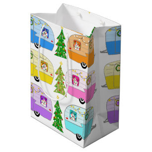 Charming Christmas Camper Vintage Trailer RV Xmas Medium Gift Bag