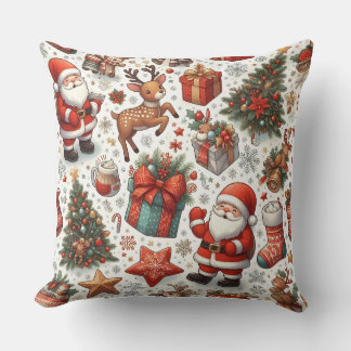 Charming Christmas Celebration Fabric Throw Pillow
