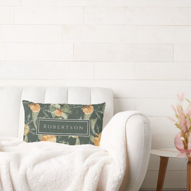 Charming Christmas Forest Green Reversible Custom Lumbar Pillow (Couch)