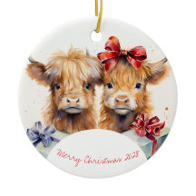 Charming Christmas Highland Cows