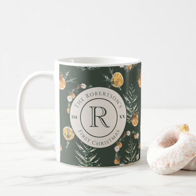 Charming Christmas: Monogrammed Newlywed Coffee Mug (With Donut)