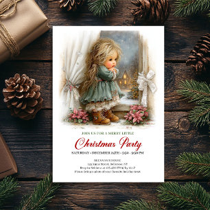 Charming Christmas Scene Girl Festive Party Invite