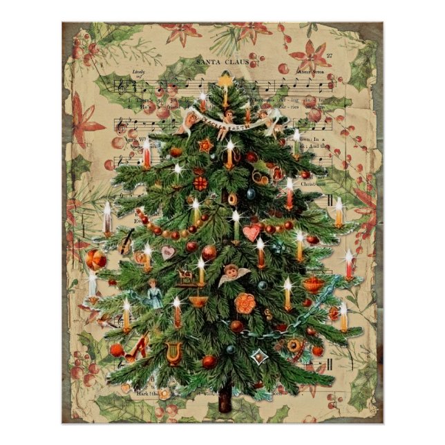 Charming Christmas Tree Illustration Poster (Front)