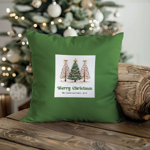 Charming Christmas Trees Earthy Colours Custom  Throw Pillow