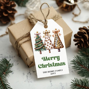 Charming Christmas trees watercolor custom gift Tags