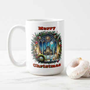 Charming Christmas Window With Festive Decorations Coffee Mug