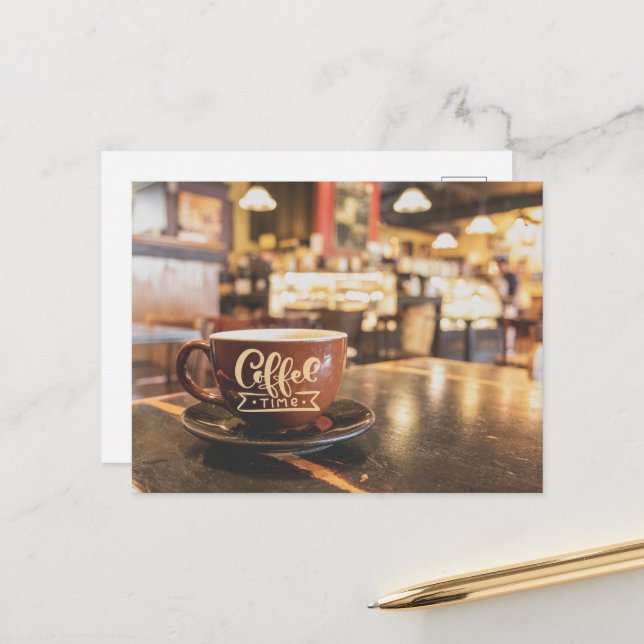 Charming Coffee Time Postcard (Front/Back In Situ)