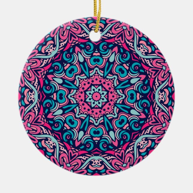 Charming colourful mandala seamless pattern  ceram ceramic ornament (Front)