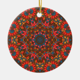 Charming colourful mandala seamless pattern  ceramic ornament