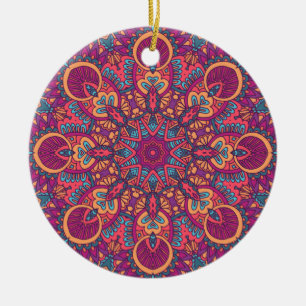 Charming colourful mandala seamless pattern ceramic ornament