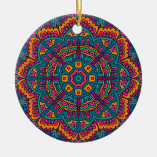 Charming colourful mandala seamless pattern  ceramic ornament