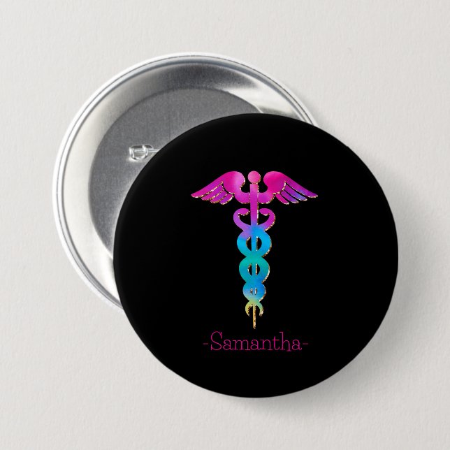 Charming & Colourful Medical Logo Design 3 Inch Round Button (Front & Back)