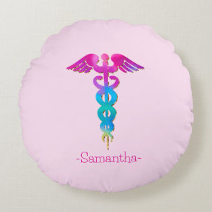 Charming & Colourful Medical Logo Design Round Pillow