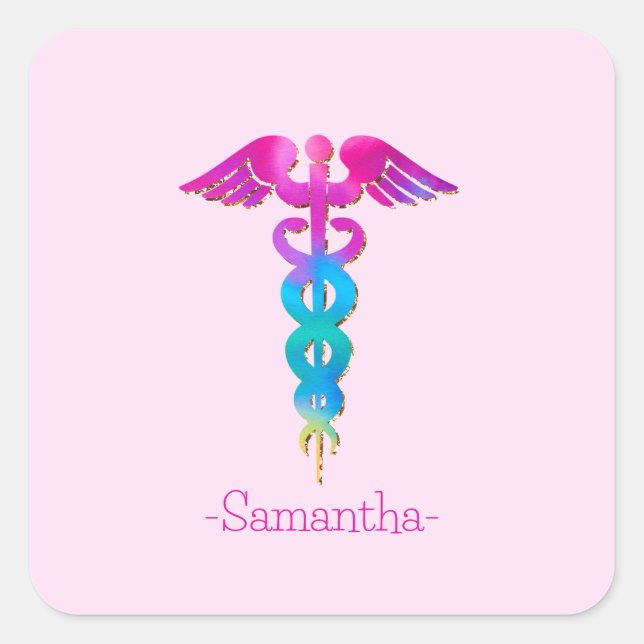 Charming & Colourful Medical Logo Design Square Sticker (Front)