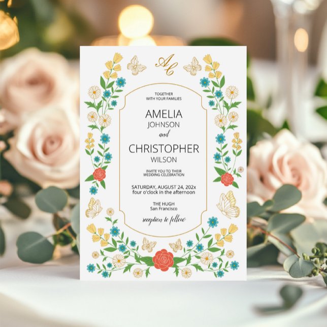 Charming colourful painted meadow flowers for your invitation (Charming colorful painted meadow flowers for your invitation)