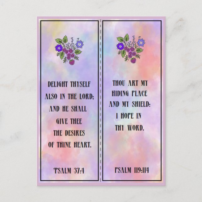 Charming Colourful Scripture Bookmark Postcard (Front)