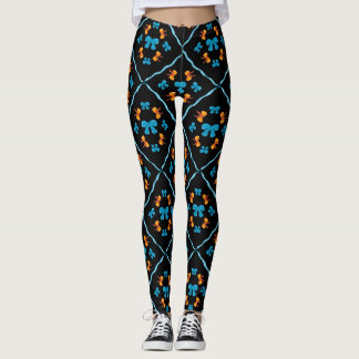Charming Coquette Bow Geometric Tile Black Leggings