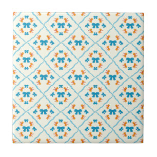 Charming Coquette Bow Geometric Tile Cream Accent
