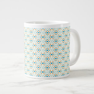 Charming Coquette Bow Geometric Tile Cream Large Coffee Mug