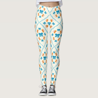 Charming Coquette Bow Geometric Tile Cream Leggings