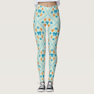 Charming Coquette Bow Geometric Tile Soft Mint Leggings