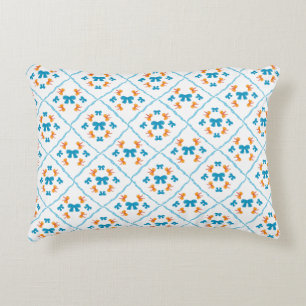 Charming Coquette Bow Geometric Tile White Accent Pillow
