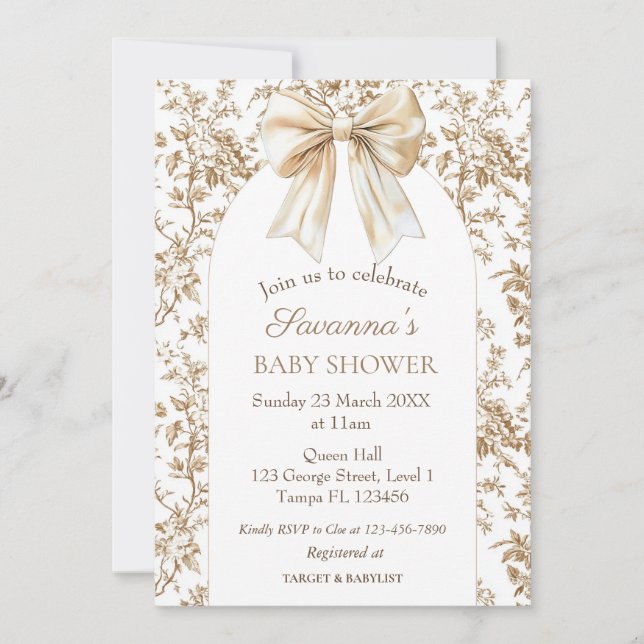 Charming Coquette Chinoiserie Baby Shower Invitation (Front)