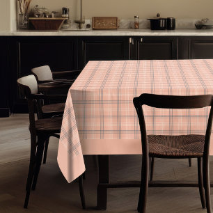 Charming Coral and Grey Check Tablecloth Design