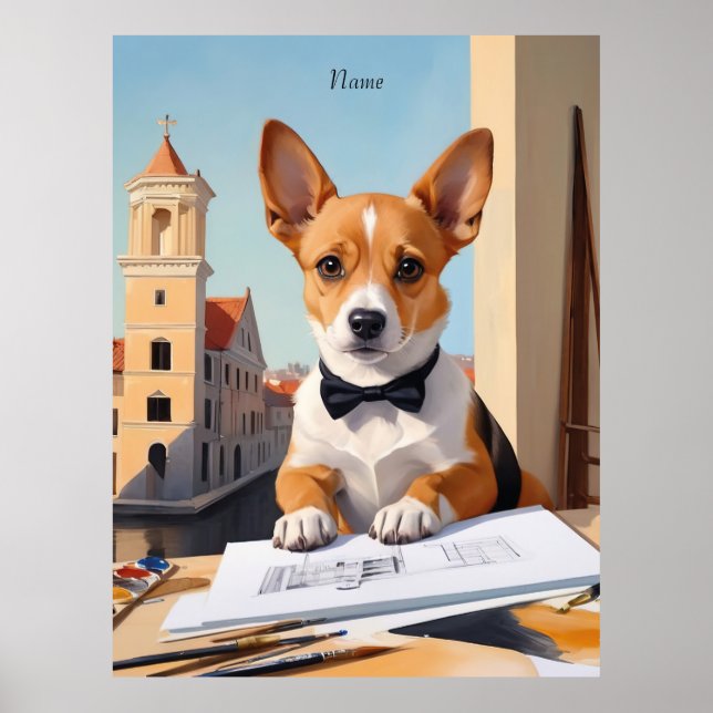 Charming Corgi Architect Dog Lover Poster (Front)
