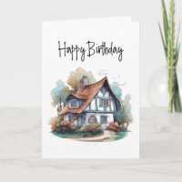 Charming Cottage Bonne carte d'anniversaire