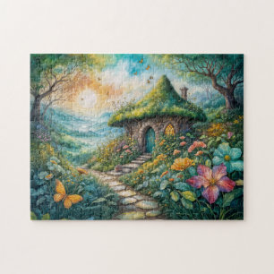 Charming Cottage by Serene Path Jigsaw Puzzle