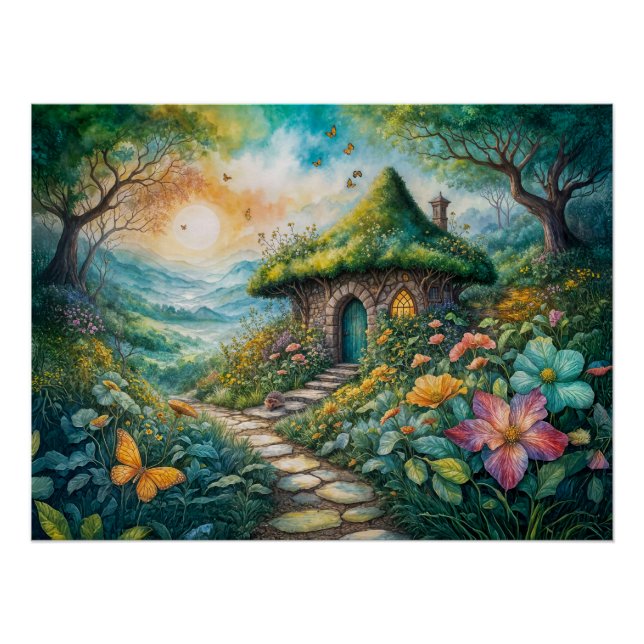 Charming Cottage by Serene Path Poster (Front)